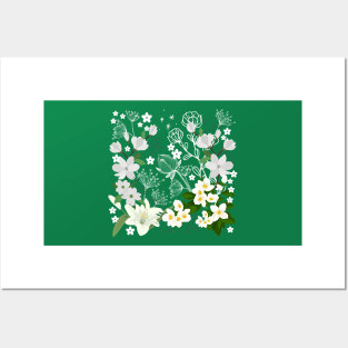 White Blossoms Courage_Green Jade Posters and Art